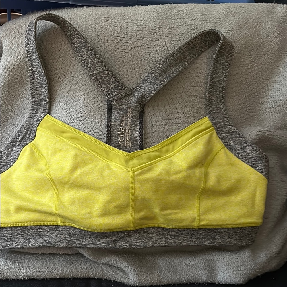 Zella Yellow and Gray Racerback Sports Bra